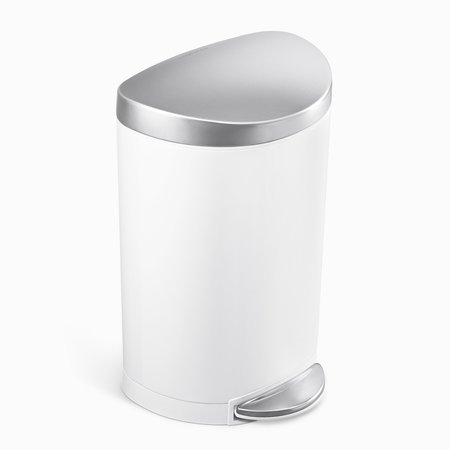 Simplehuman 10 L Round Step Can, White, Stainless Steel CW1867